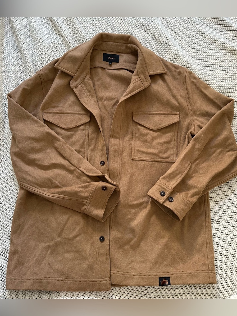 Quince Italian Wool Blend Camel Shacket Overshirt Jacket XL